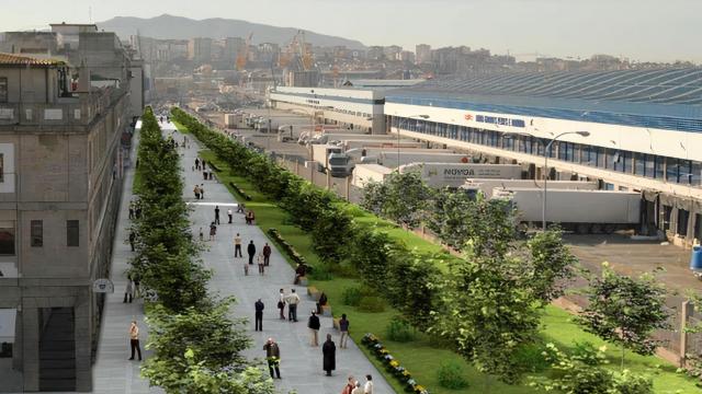 Infografía de la superficie peatonalizada en la zona de O Berbés.