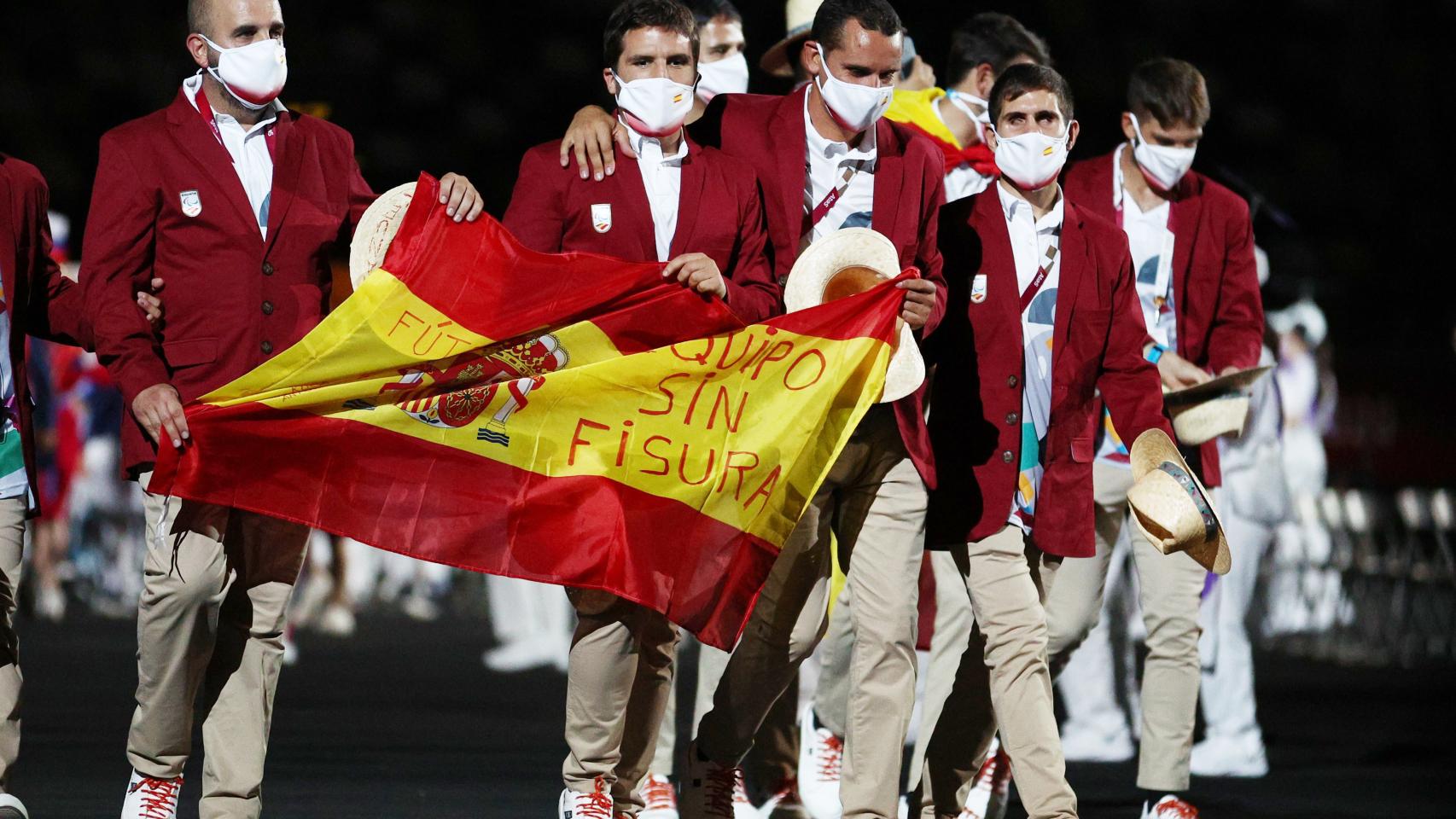 La delegación de España, durante la ceremonia de inauguración de los Juegos Paralímpicos de Tokio 2020