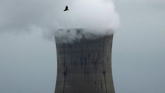 Plano detalle de la planta nuclear de la Isla de las Tres Millas.