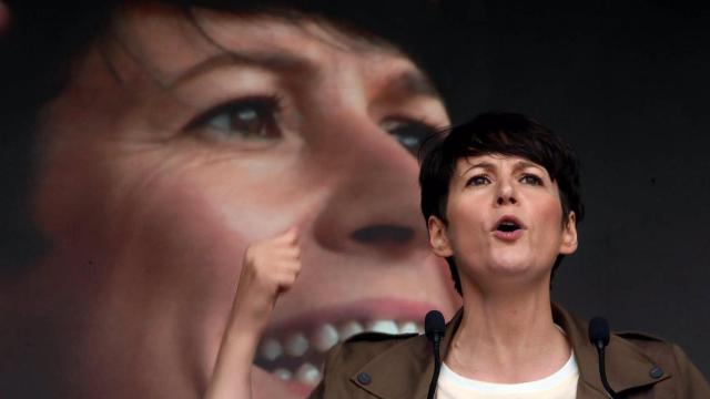 La portavoz nacional del BNG, Ana Pontón, durante una manifestación.