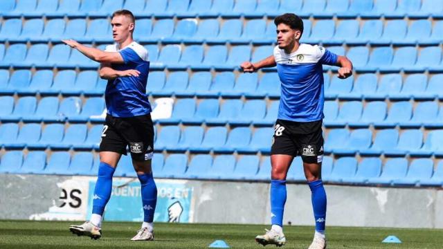 Abde (derecha), en un entrenamiento.