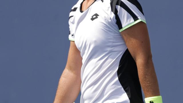 Carla Suárez durante un partido en el US Open