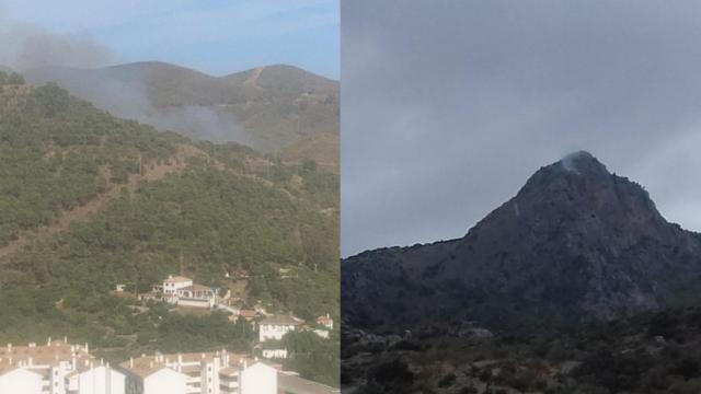 Imágenes de los dos incendios. El de la izquierda, Ojén. El de la derecha, Ardales.