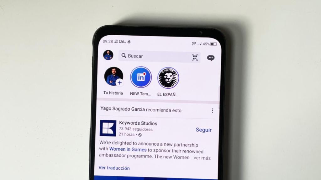 Pantalla de inicio de LinkedIn