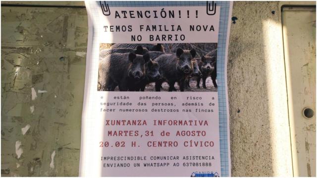 Cartel de la reunión en el Centro Cívico.