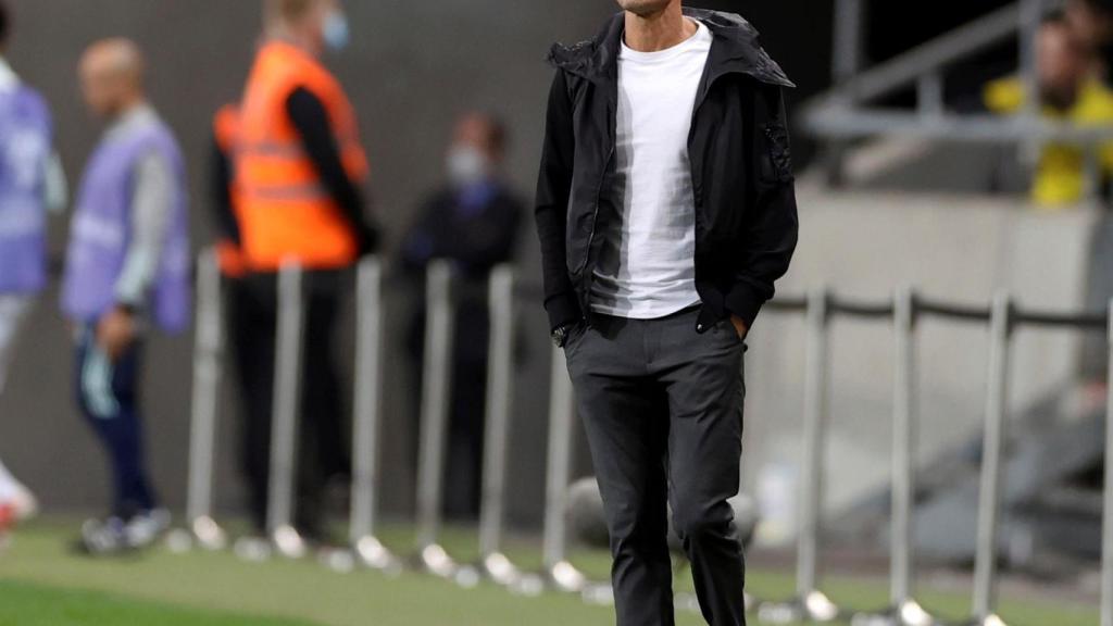 Luis Enrique, en el partido de la selección española ante Suecia