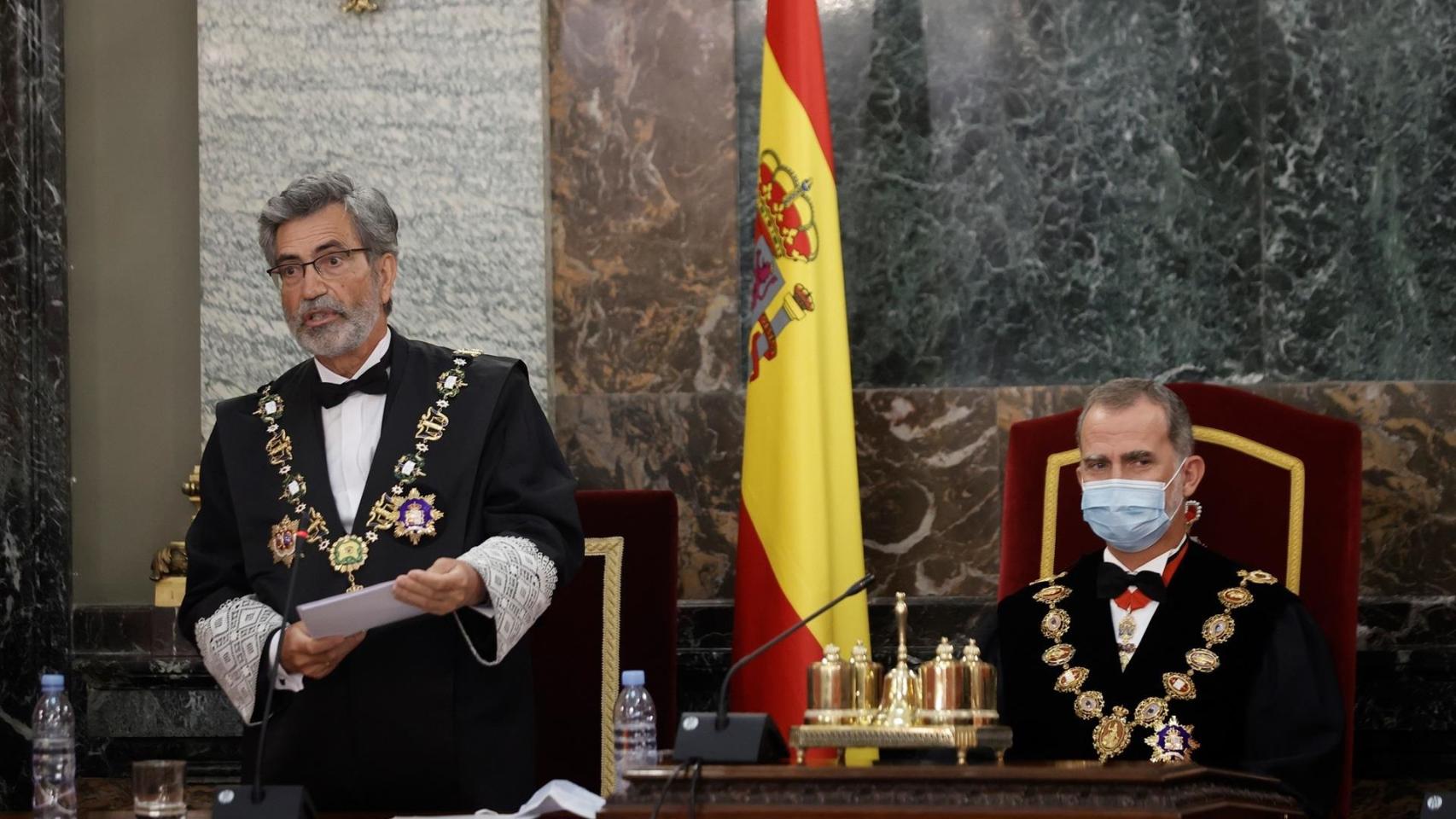 Lesmes, durante la apertura del curso judicial, presidida por el Rey./