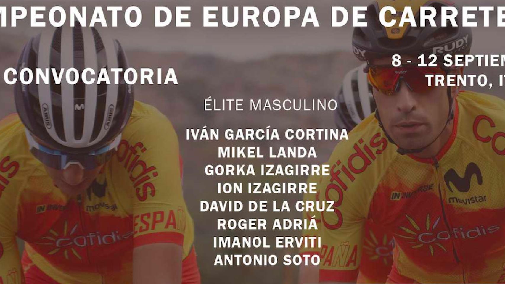 Selección de España para el campeonato de Europa de Ciclismo en carretera