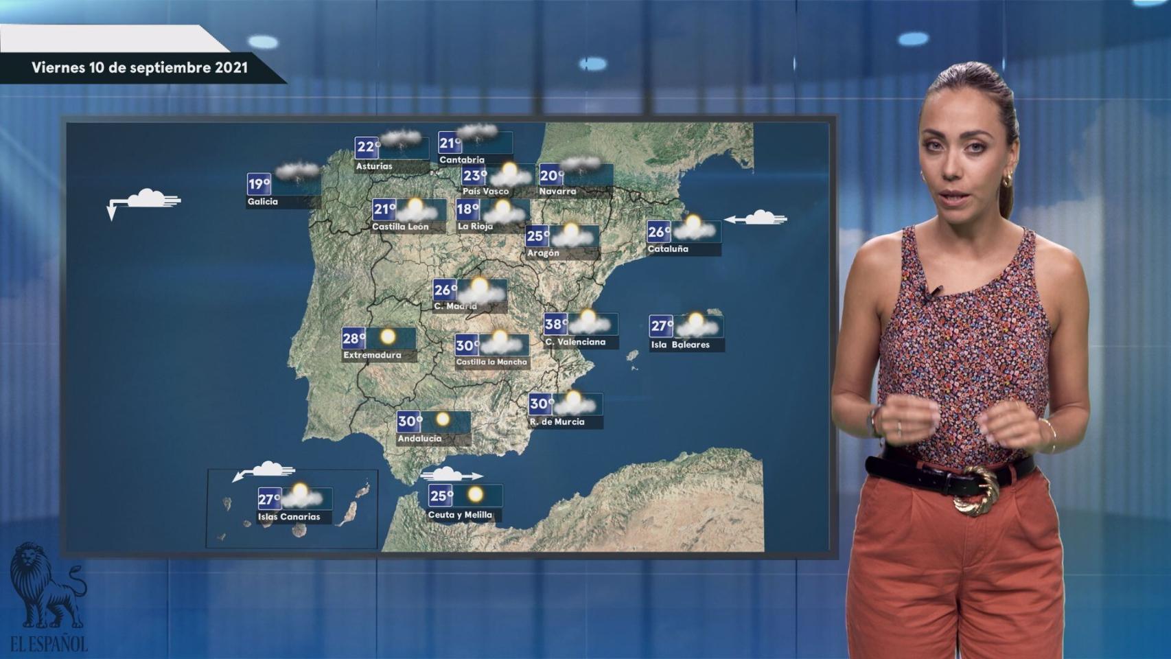 El tiempo del viernes 10 de septiembre.