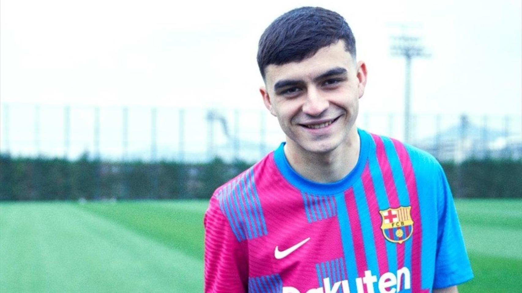 Pedri, en la presentación de la nueva camiseta del Barça