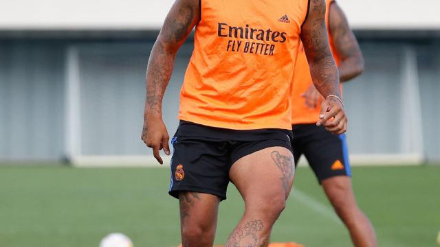 Marcelo, durante un entrenamiento del Real Madrid