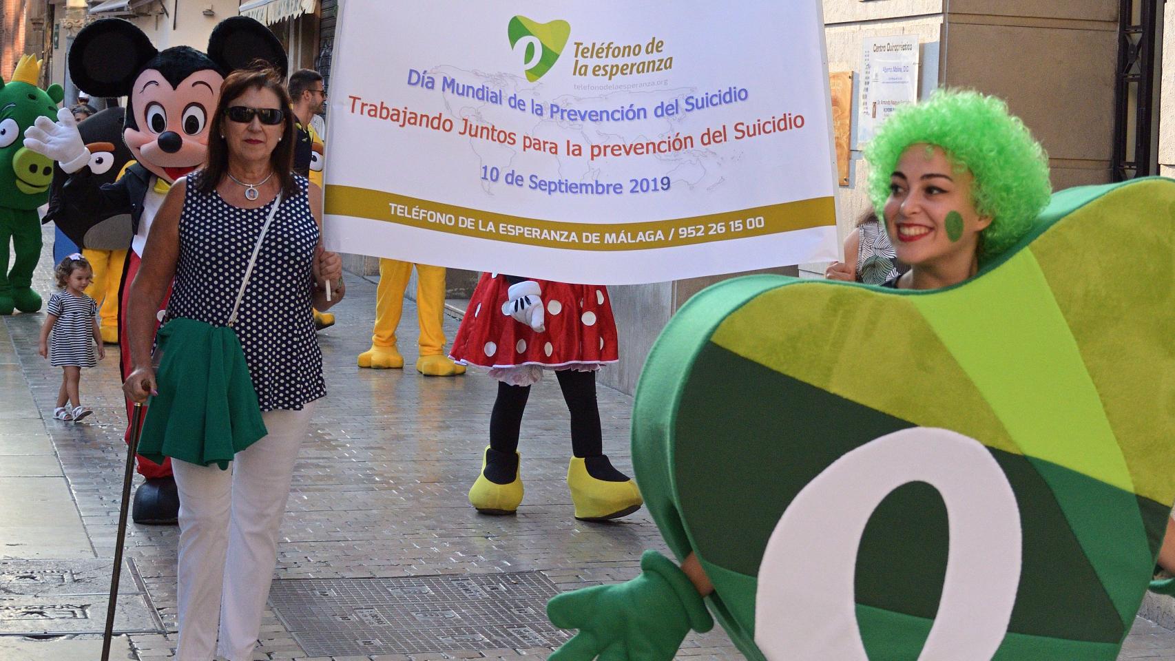 Una imagen del Día Mundial de la Prevención del Suicidio en Málaga hace dos años.