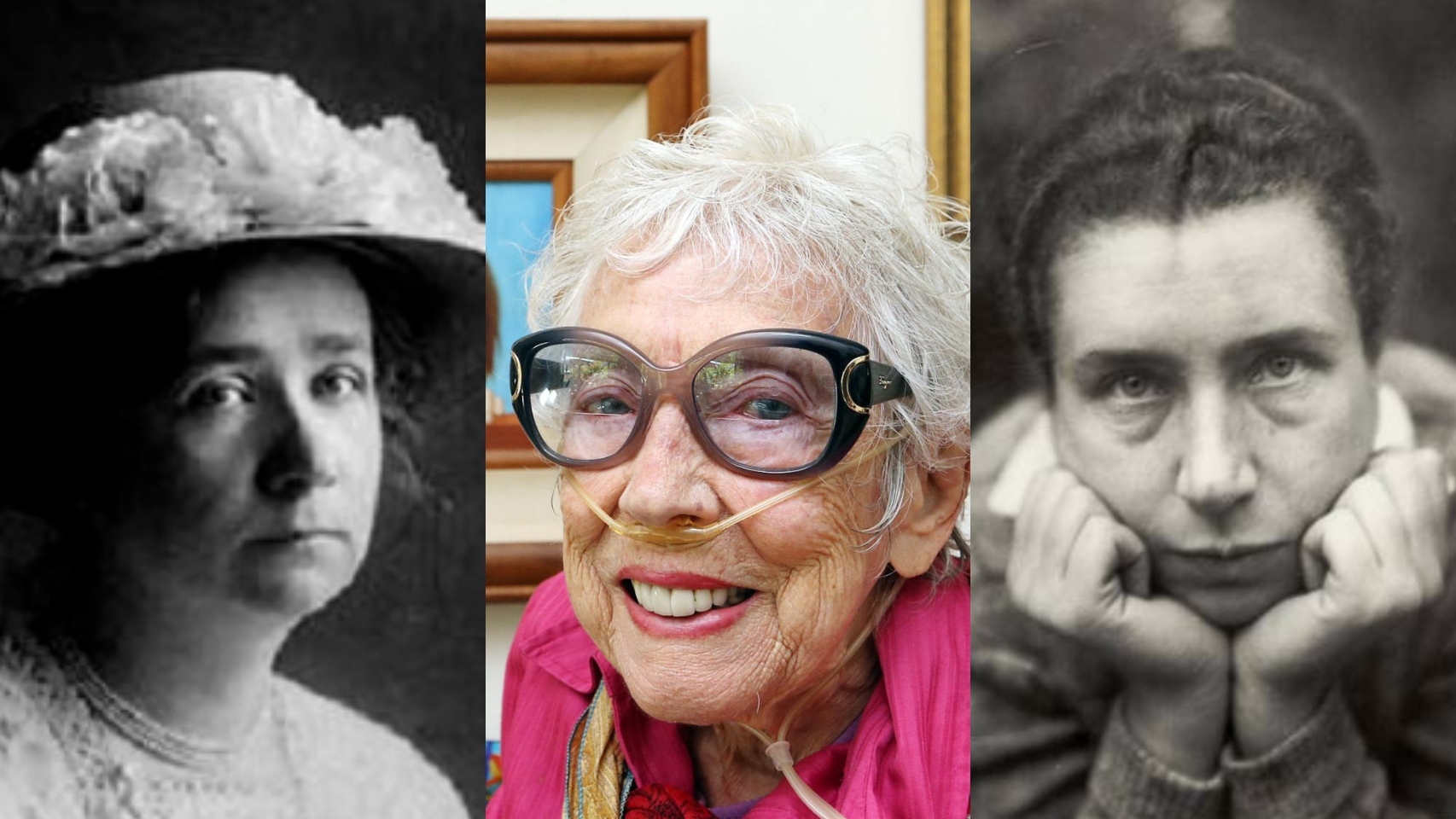 Por orden: Gabriele Münter, Margaret Keane y Lucia Moholy.
