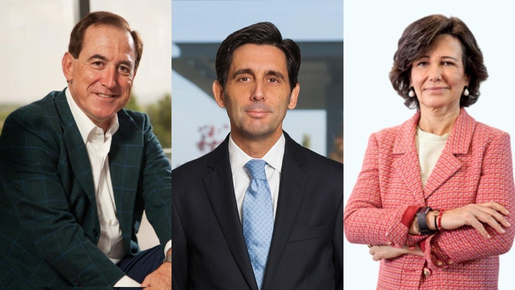 Antonio Huertas, José María Álvarez-Pallete y Ana Botín.