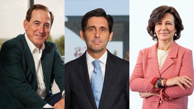 Antonio Huertas, José María Álvarez-Pallete y Ana Botín.