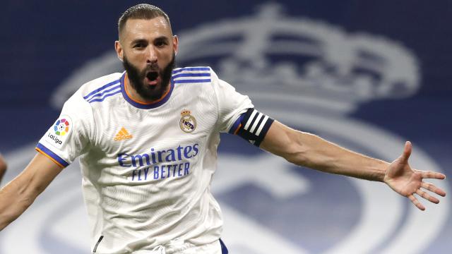 Karim Benzema celebra su gol al Celta de Vigo