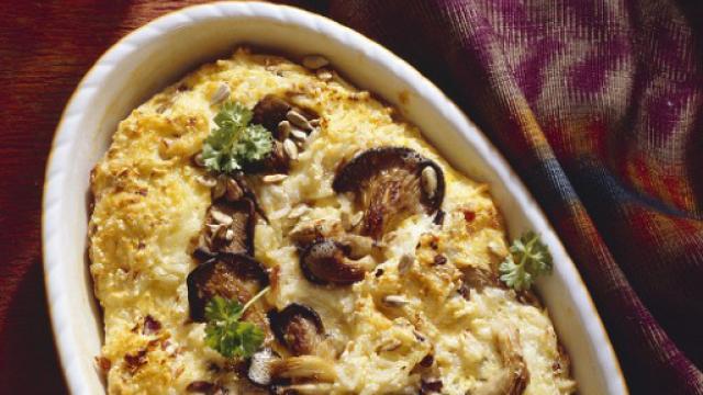 Arroz chino con setas ostras.