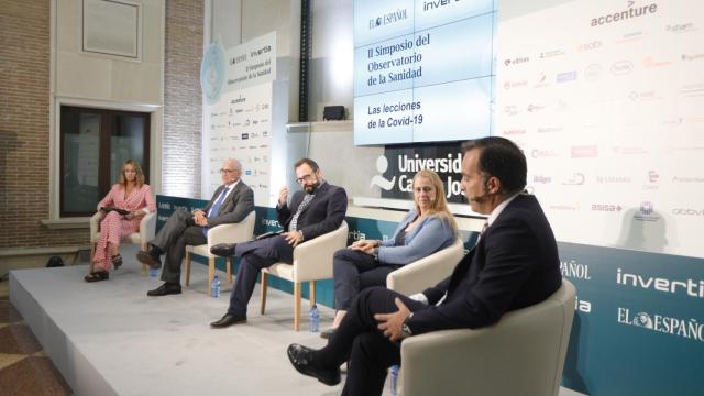 Marta Moreno, Federico Plaza, el moderador Eduardo Socorro, Nati Calvente y David Beas,