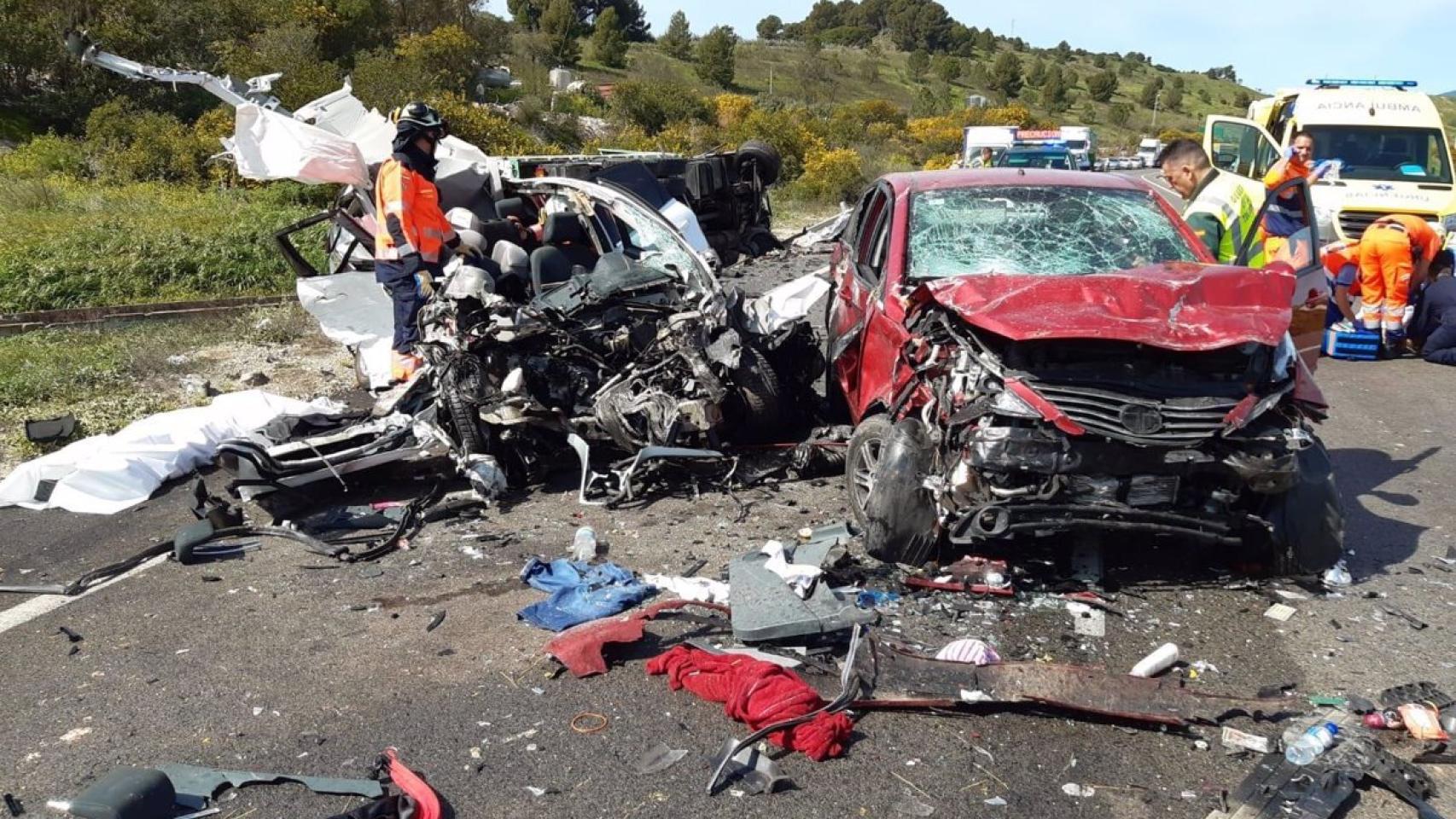 Imagen de un brutal accidente de tráfico en Málaga.