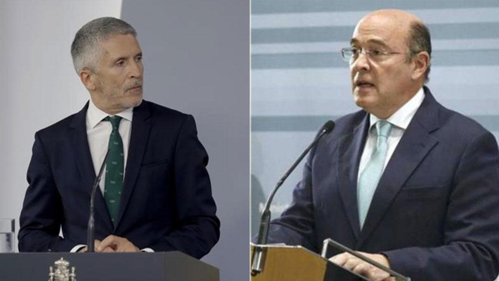 El ministro del Interior, Grande-Marlaska, y el coronel Pérez de los Cobos.