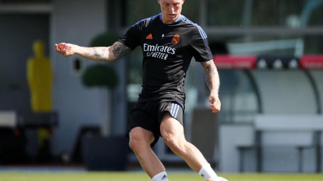 Toni Kroos, en un entrenamiento del Real Madrid