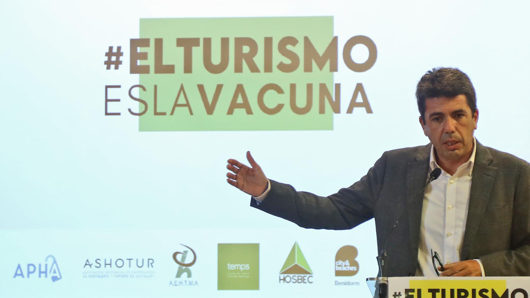 Carlos Mazón rechaza totalmente la tasa turística y pide a Ximo Puig que la desautorice.