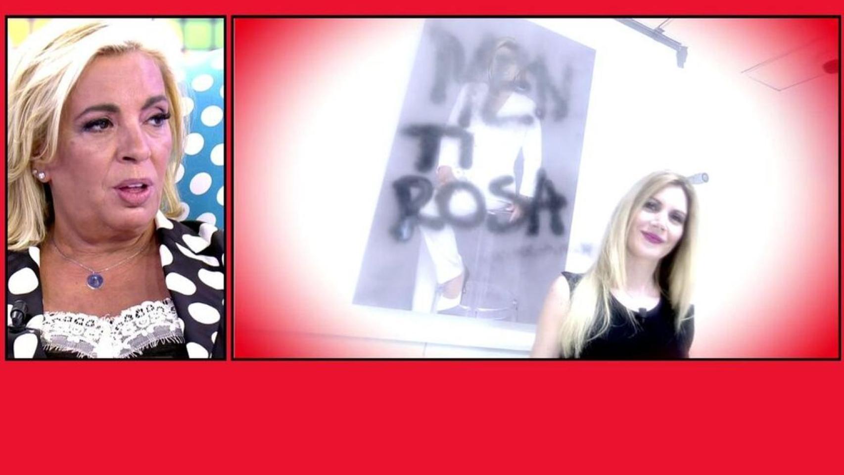 La sobrina de Edmundo Arrocet pintó la palabra 'mentirosa' sobre la foto de María Teresa.