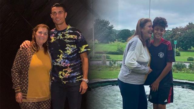 Dolores Aveiro junto a Cristiano Ronaldo y su nieto Cristiano Jr.