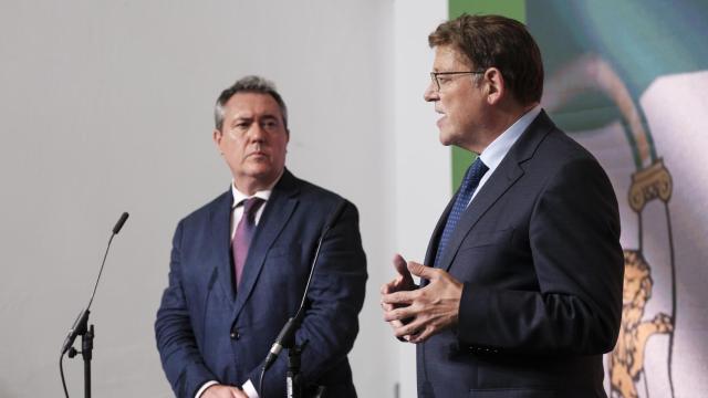 Juan Espadas, durante el acto que compartió, por la tarde, con Ximo Puig.