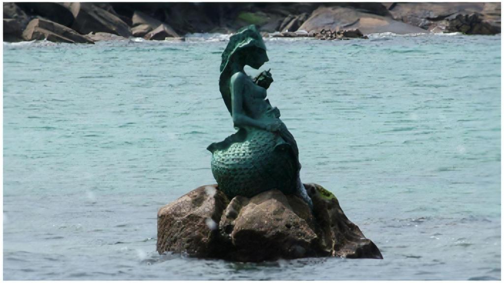 A Maruxaina sobre las rocas