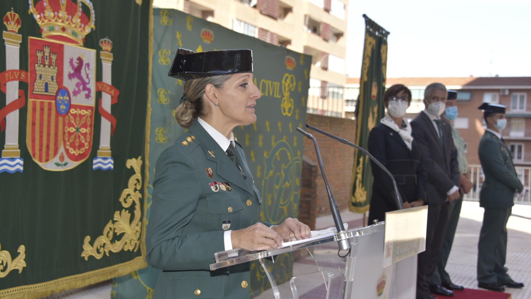La teniente coronel Moreno en la toma de posesión.