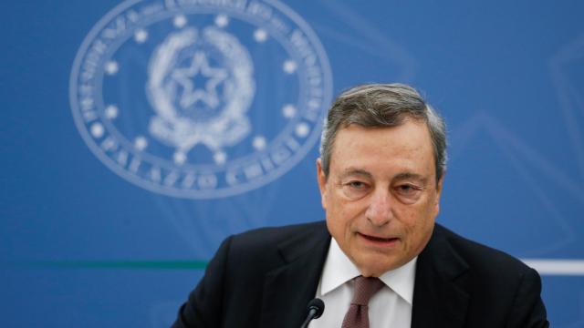 El primer ministro italiano, Mario Draghi, durante una rueda de prensa en Roma.