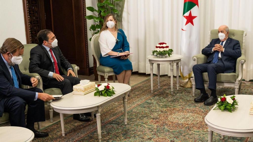 José Manuel Albares, durante su última recepción con el presidente Tebboune, en Argel, septiembre de 2020.