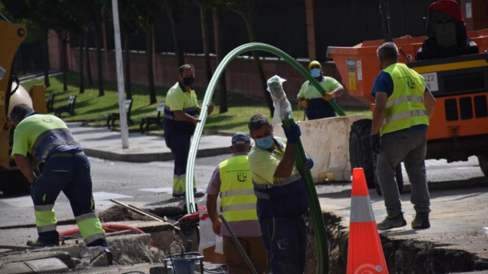 Obras en un barrio de la capital salmantina