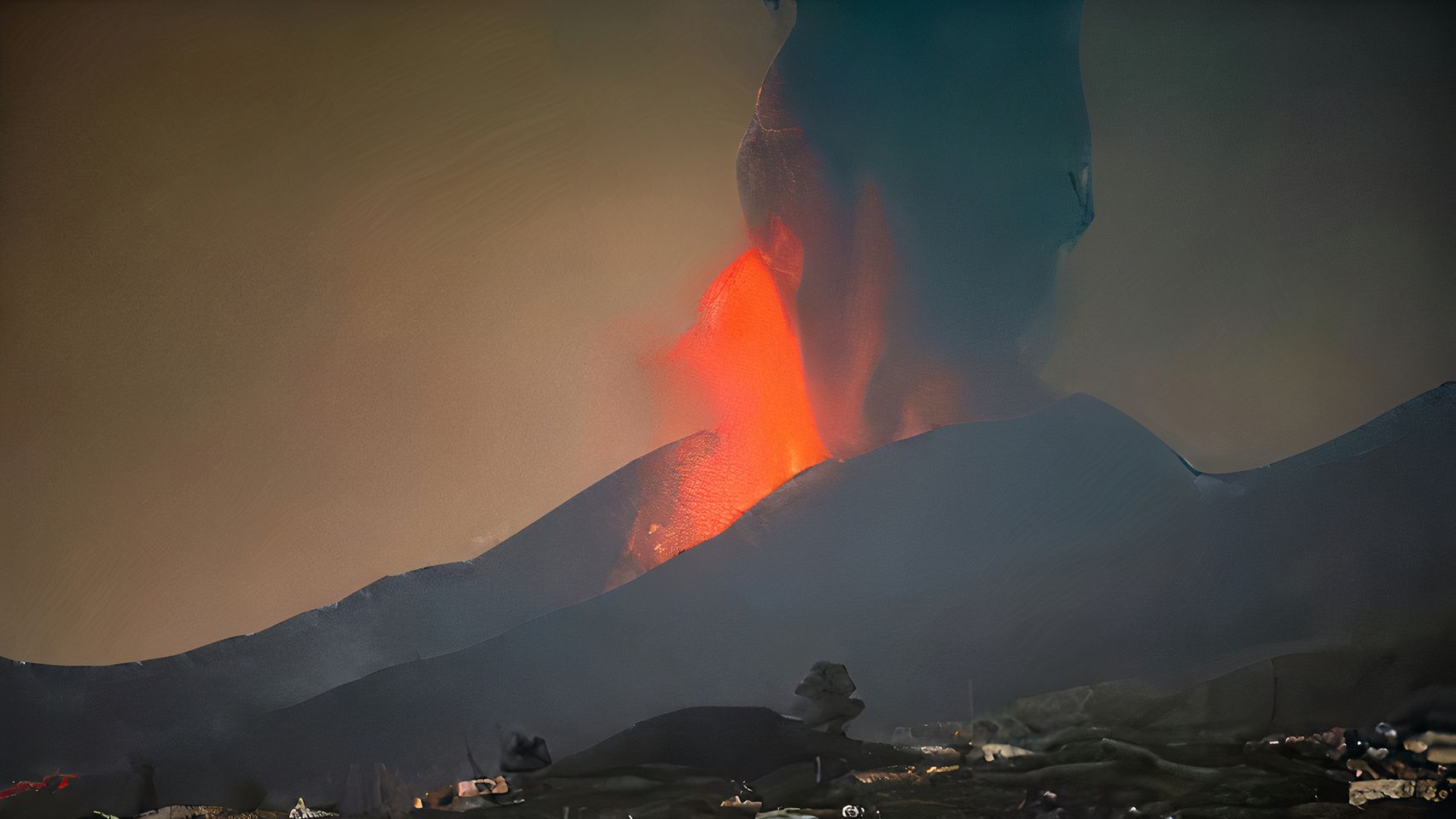 Volcán en erupción en La Palma.