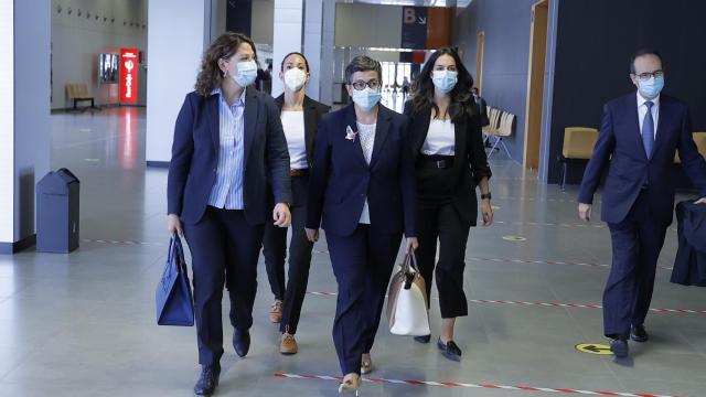 La exministra de Asuntos Exteriores, a su llegada al juzgado.