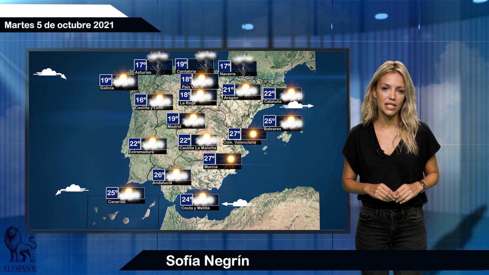 El tiempo del martes 5 de octubre.