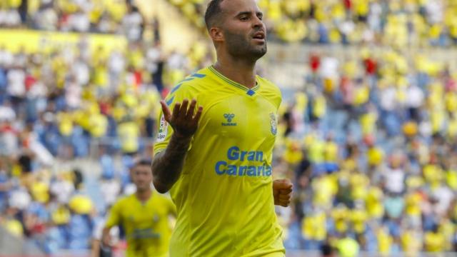 Jesé Rodríguez celebra un gol con la UD Las Palmas