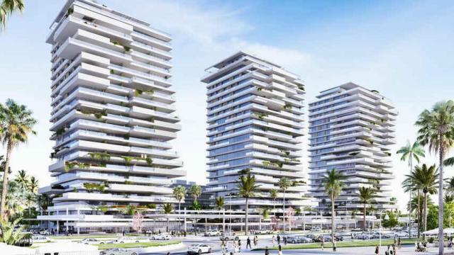 Infografía de las torres diseñadas por Carlos Lamela en el litoral oeste de Málaga capital.