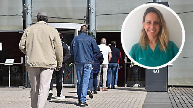 Laura Romera , vacunando en el Centro Cultural Miguel Delibes hasta su cierre