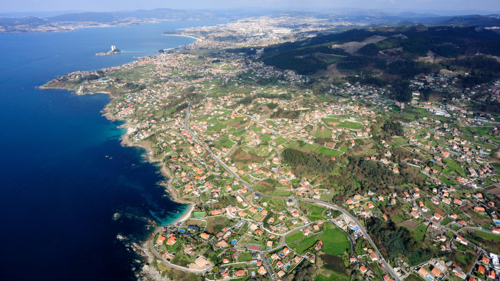 Vista aérea de la ría de Vigo.