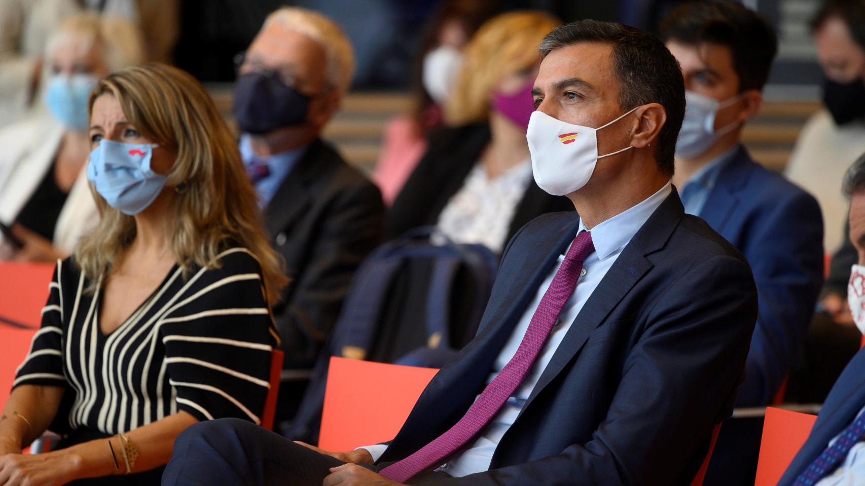 Yolanda Díaz y Pedro Sánchez, líderes de Unidas Podemos y del PSOE en el Gobierno de coalición.