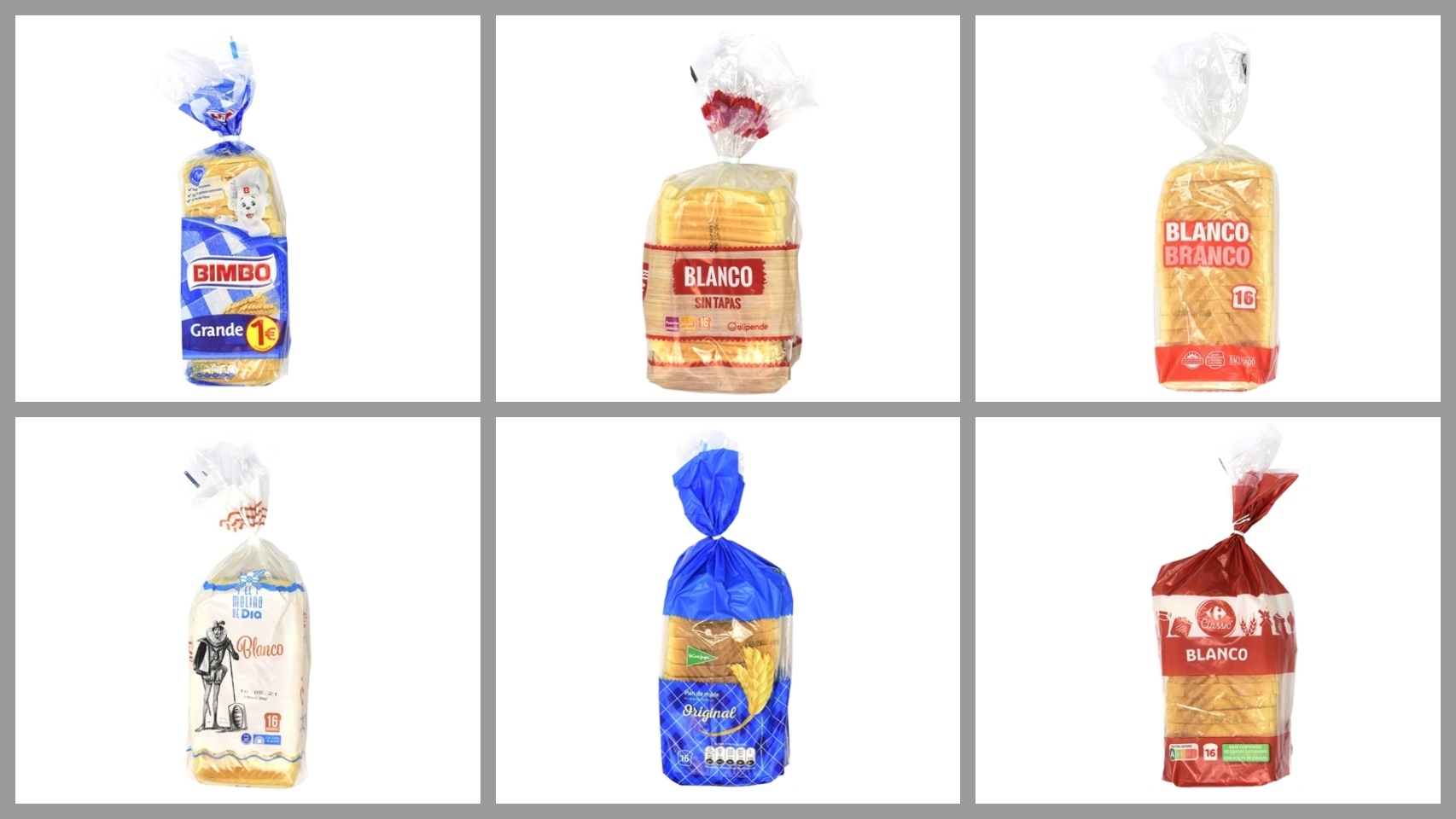 Variedades de pan blanco de los supermercados