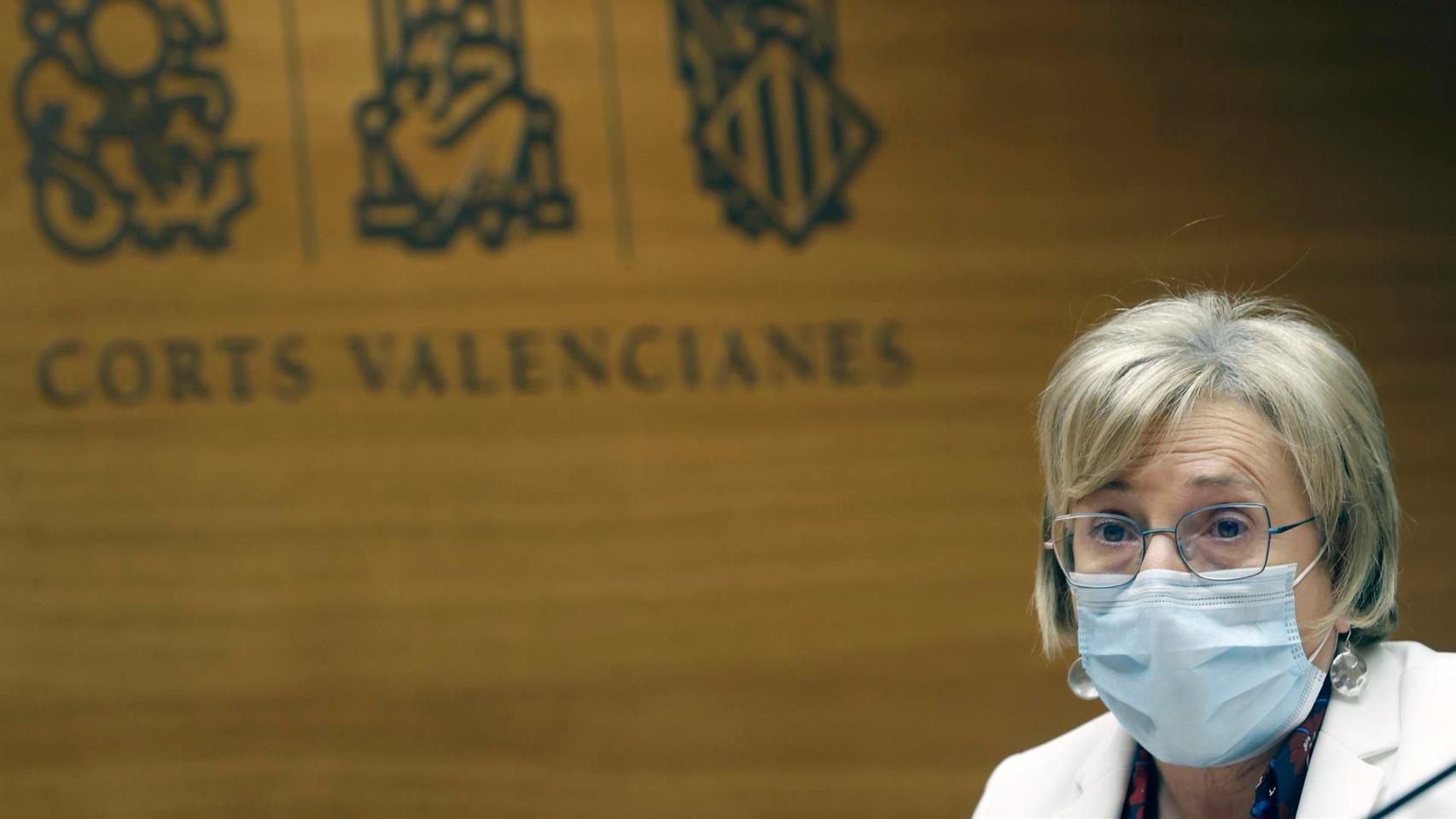 La consellera de Sanidad, Ana Barceló, en su comparecencia ante Les Corts para informar sobre la reversión de Torrevieja.