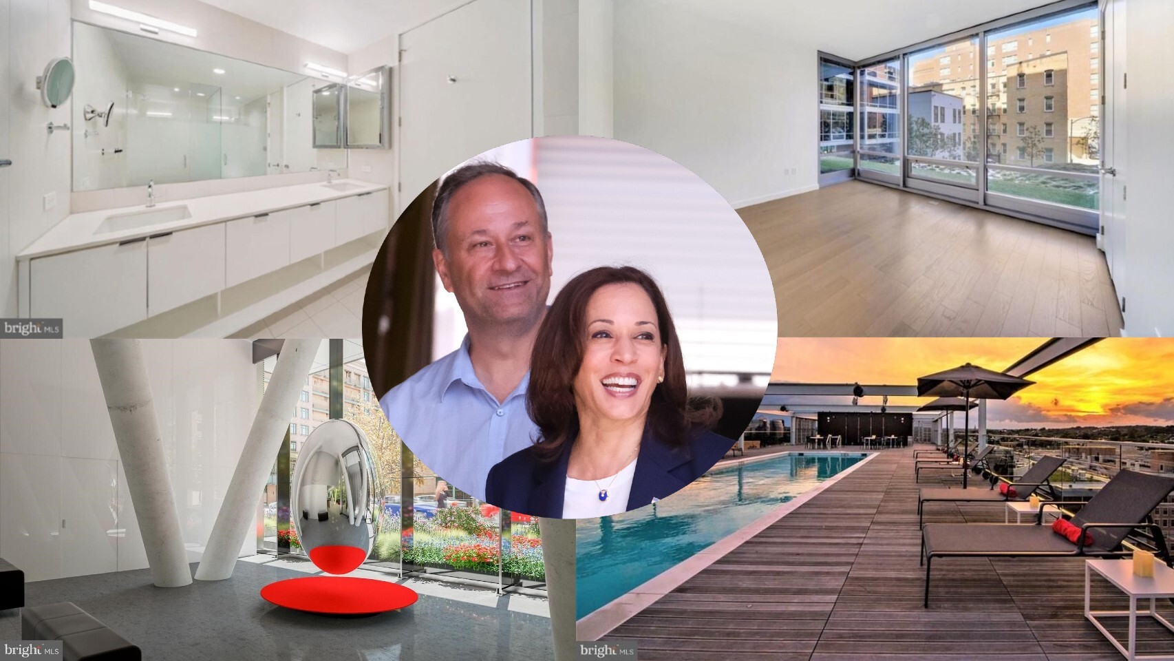 Kamala Harris y su marido, sobre algunas imágenes del apartamento.