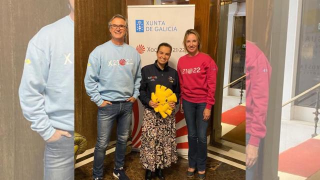 Javier Castillo Poty, presidente del jurado de Vigo Porté, junto a la directora del evento Lorena López y la delegada territorial de la Xunta, Marta Fernández-Tapias