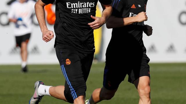 Benzema y Modric, en el entrenamiento del Real Madrid