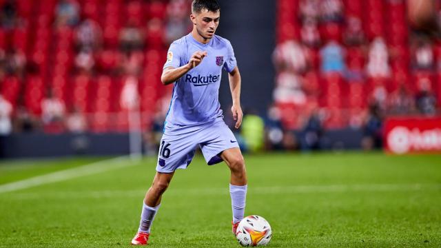 pedri González durante un partido del FC Barcelona