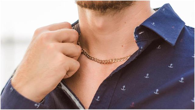 Cadena oro, hombre, joyas.