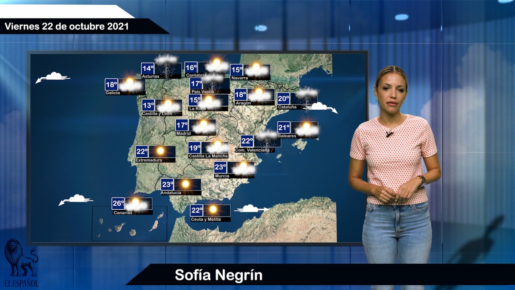 El tiempo del viernes 22 de octubre.